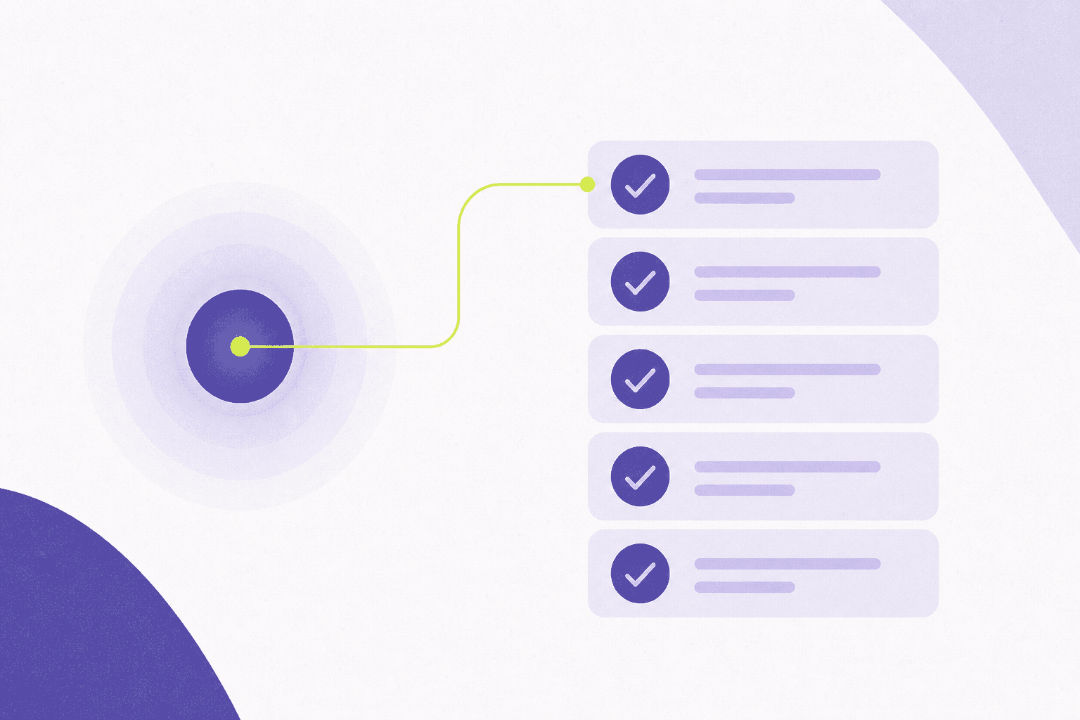 Flat illustration of a glowing node reaching into a checklist