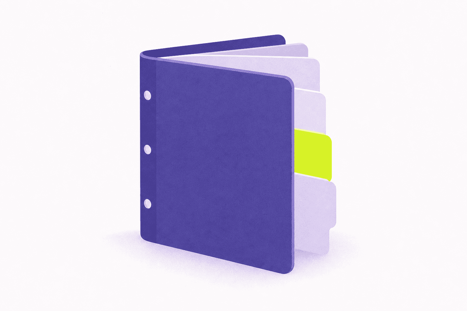 Flat illustration of a bound binder with tabbed dividers