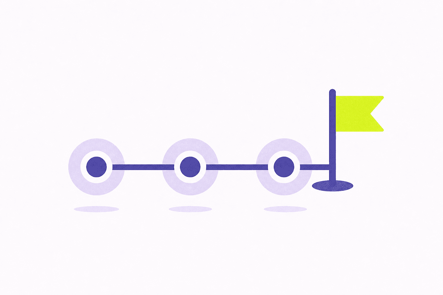 Flat illustration of a short milestone timeline to a flag