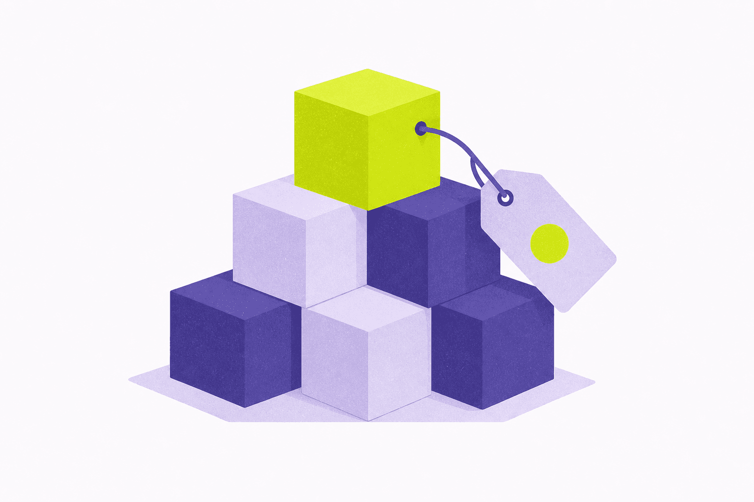 Flat illustration of building blocks with a cost tag