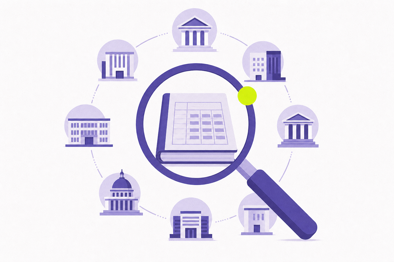 Flat-editorial illustration: an NCUA exam packet assembled from a scattered file