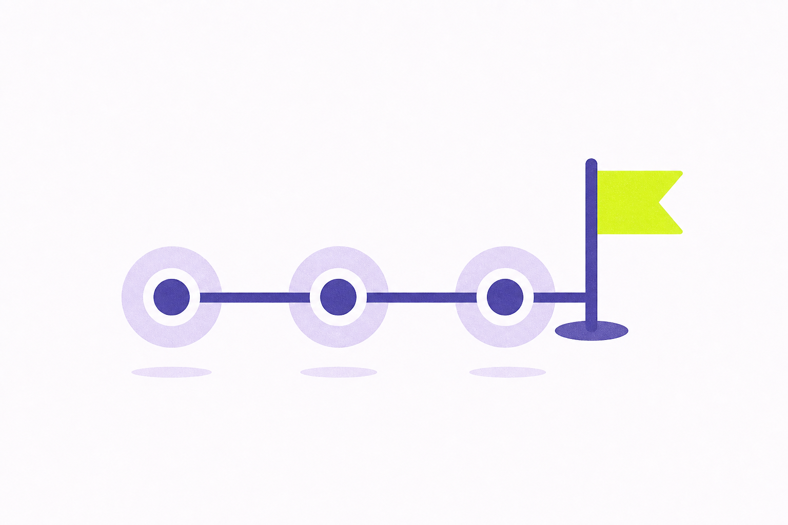 Flat illustration of a short milestone timeline to a flag
