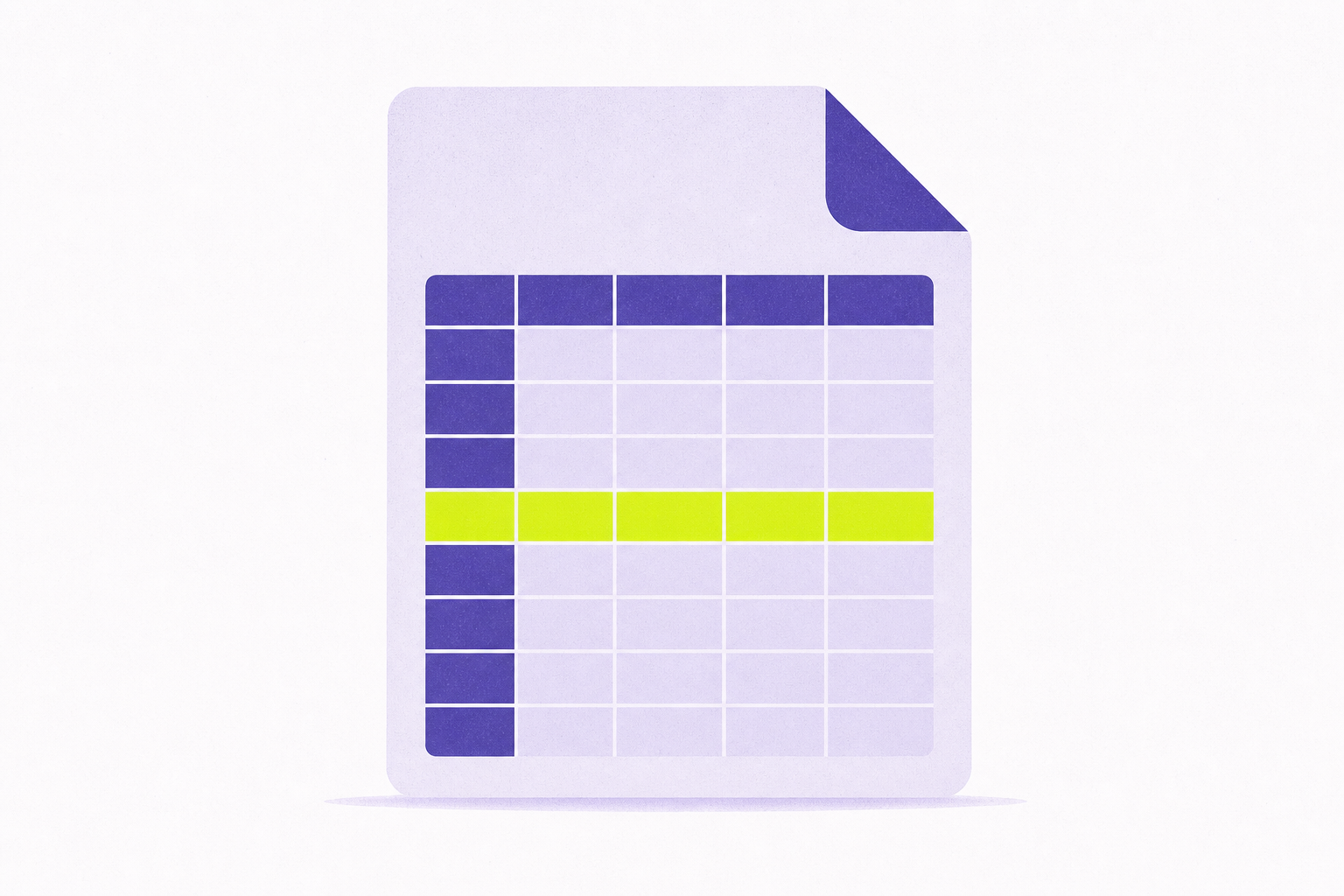 Flat illustration of a clean spreadsheet grid document